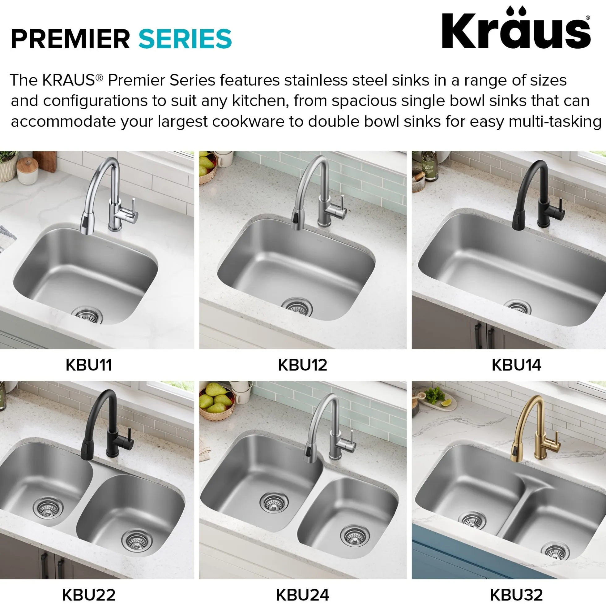 Premier 20” Undermount Single Bowl 18-Gauge Stainless Steel Kitchen Sink