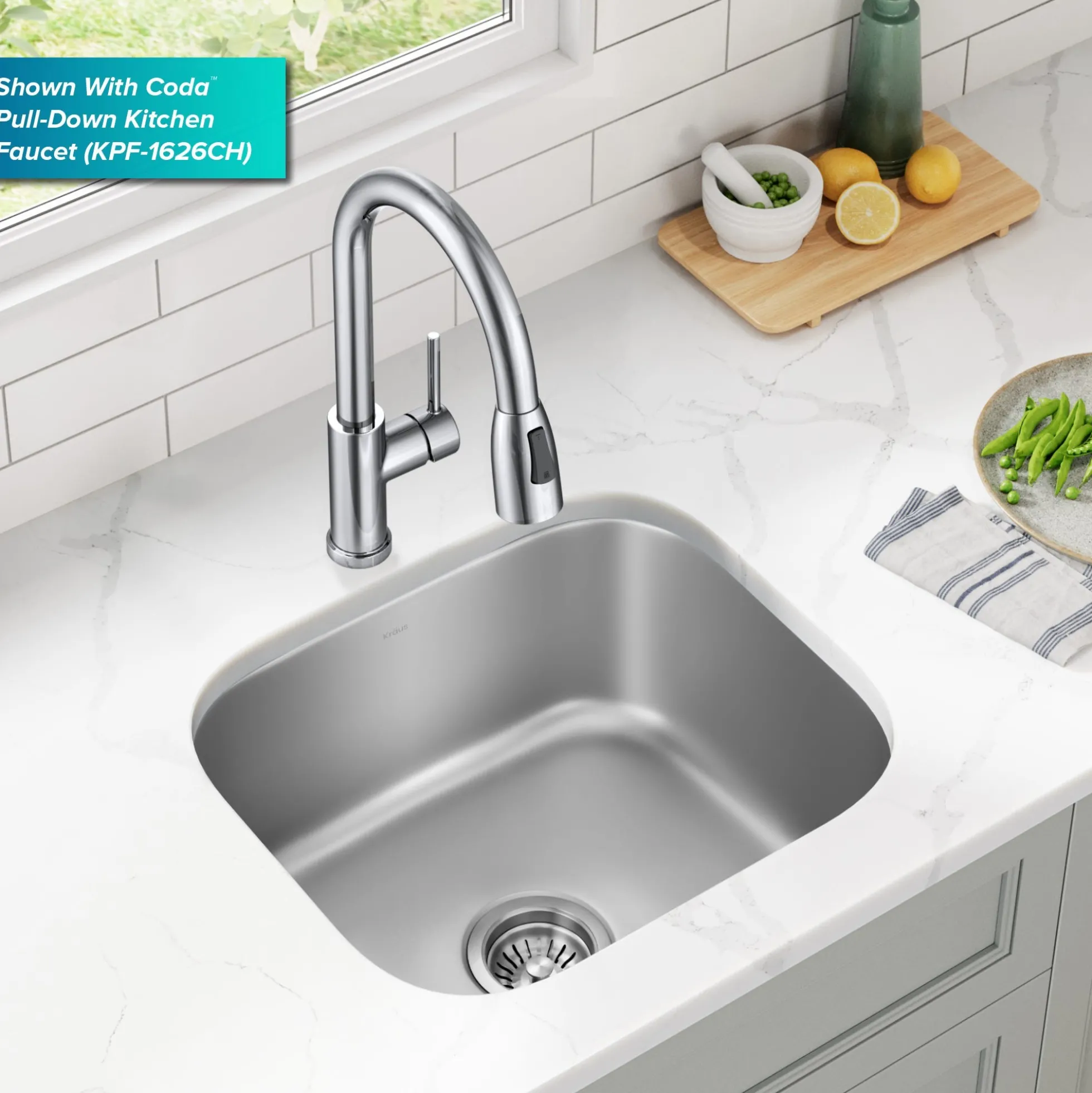 Premier 20” Undermount Single Bowl 18-Gauge Stainless Steel Kitchen Sink