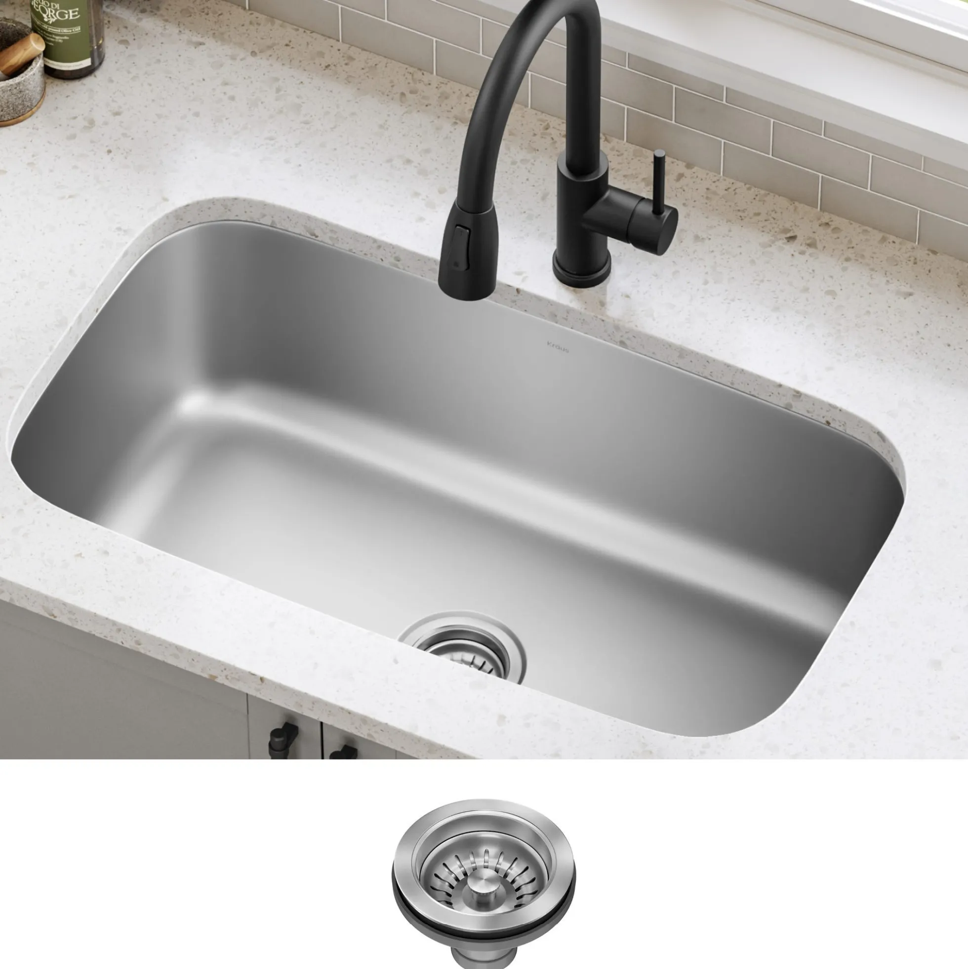 Premier 31 1/2” Undermount Single Bowl 18-Gauge Stainless Steel Kitchen Sink