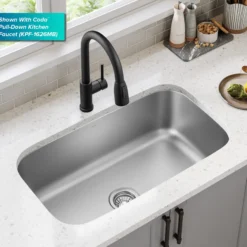 Premier 31 1/2” Undermount Single Bowl 18-Gauge Stainless Steel Kitchen Sink