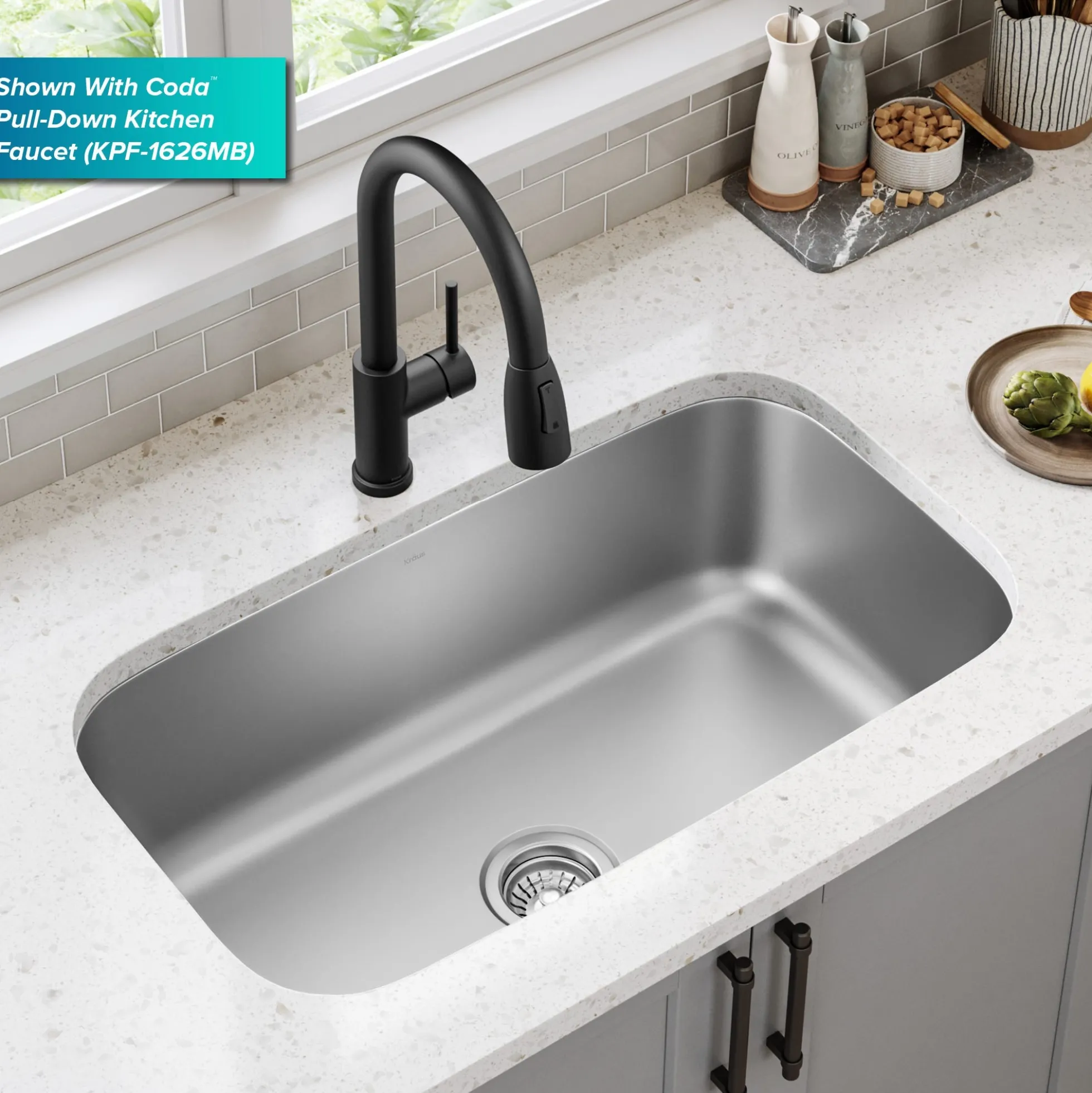Premier 31 1/2” Undermount Single Bowl 18-Gauge Stainless Steel Kitchen Sink