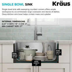 Premier 23” Undermount Single Bowl 18-Gauge Stainless Steel Kitchen Sink