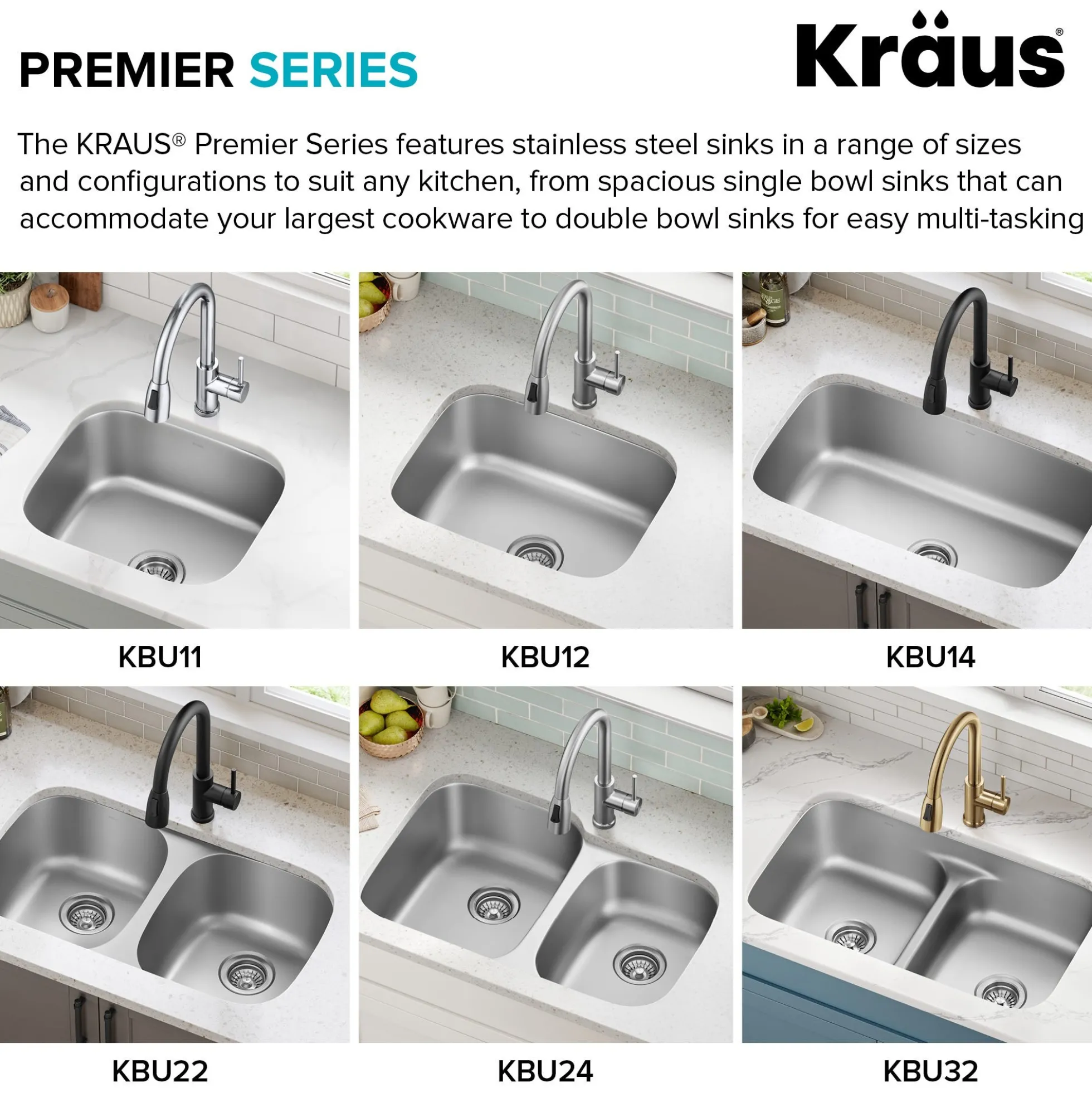 Premier 23” Undermount Single Bowl 18-Gauge Stainless Steel Kitchen Sink