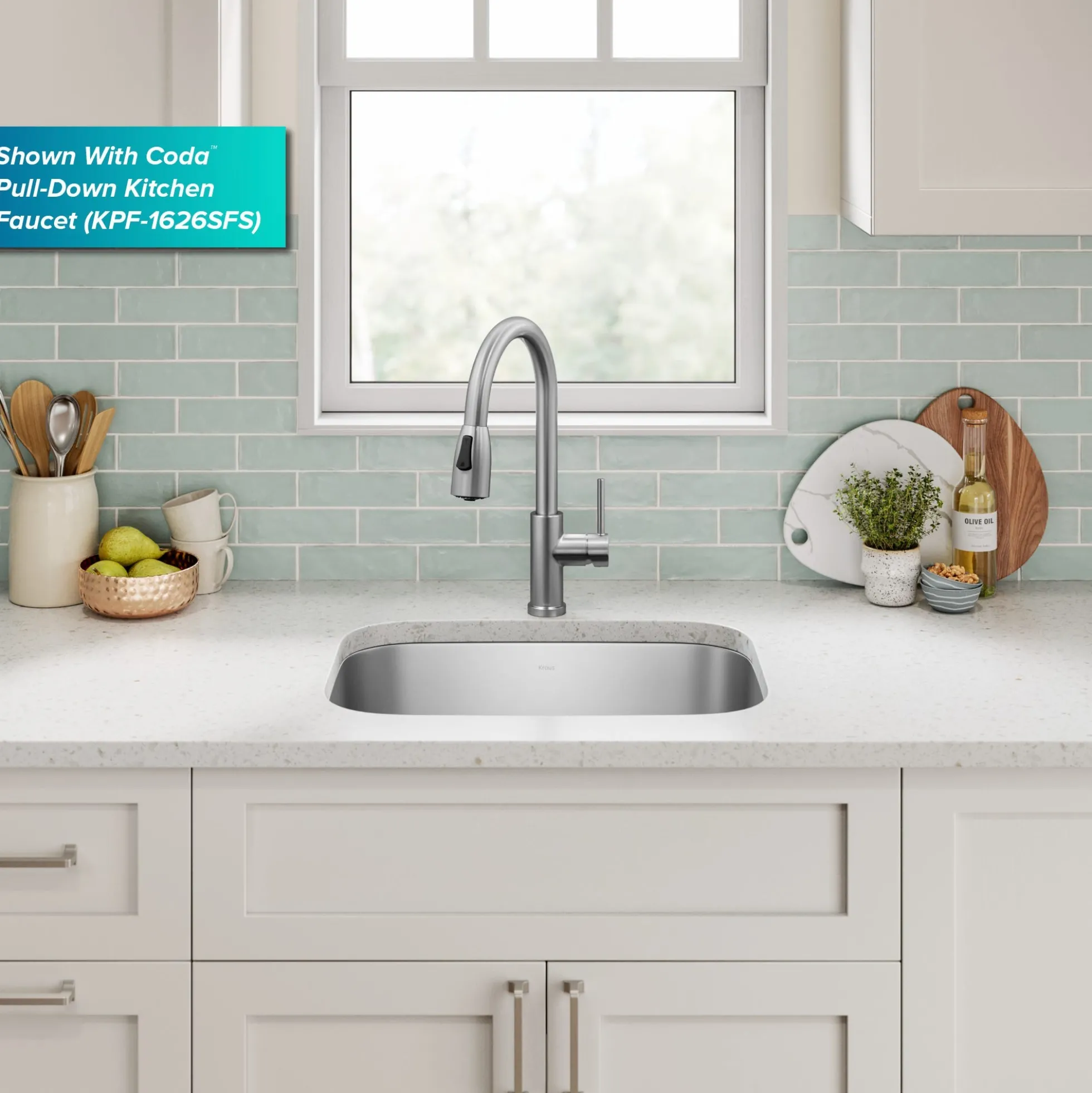 Premier 23” Undermount Single Bowl 18-Gauge Stainless Steel Kitchen Sink