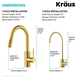 Pull-Down Kitchen Faucet and Water Filter Faucet Combo in Brushed Brass