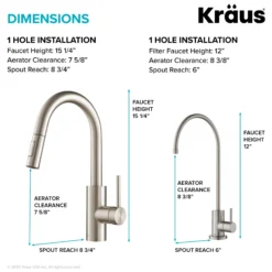 Pull-Down Kitchen Faucet and Water Filter Faucet Combo in Spot Free Stainless Steel