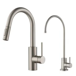 Pull-Down Kitchen Faucet and Water Filter Faucet Combo in Spot Free Stainless Steel