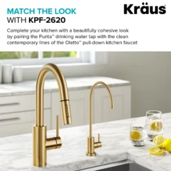 Purita 100% Lead-Free Kitchen Water Filter Faucet in Brushed Brass