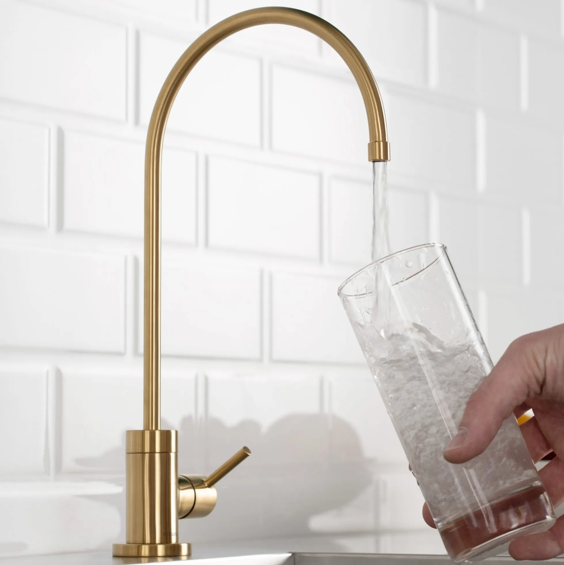 Purita 100% Lead-Free Kitchen Water Filter Faucet in Brushed Brass