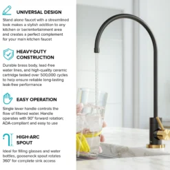 Purita 100% Lead-Free Kitchen Water Filter Faucet in Brushed Brass/Matte Black