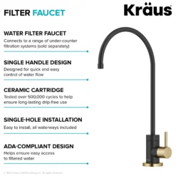 Purita 100% Lead-Free Kitchen Water Filter Faucet in Brushed Brass/Matte Black