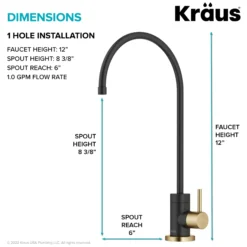 Purita 100% Lead-Free Kitchen Water Filter Faucet in Brushed Brass/Matte Black