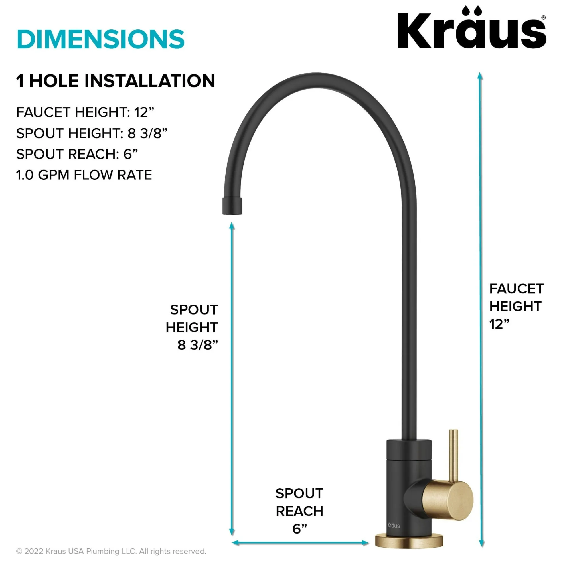 Purita 100% Lead-Free Kitchen Water Filter Faucet in Brushed Brass/Matte Black