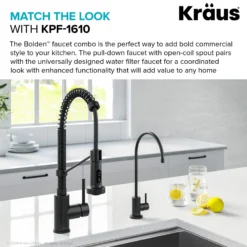 Purita 100% Lead-Free Kitchen Water Filter Faucet in Matte Black