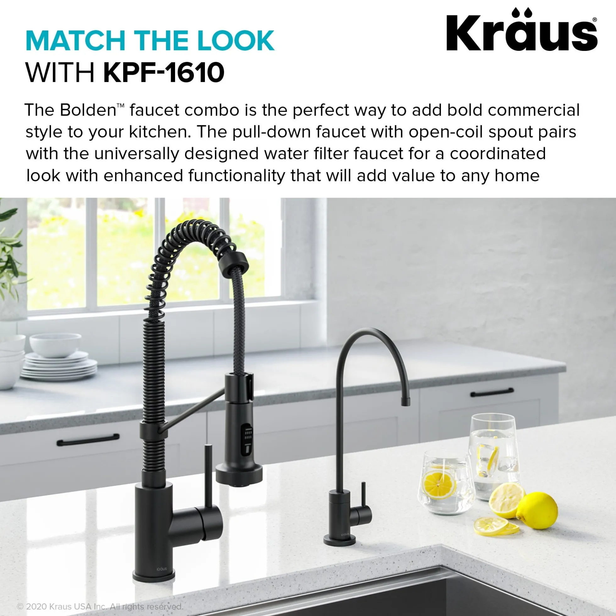 Purita 100% Lead-Free Kitchen Water Filter Faucet in Matte Black