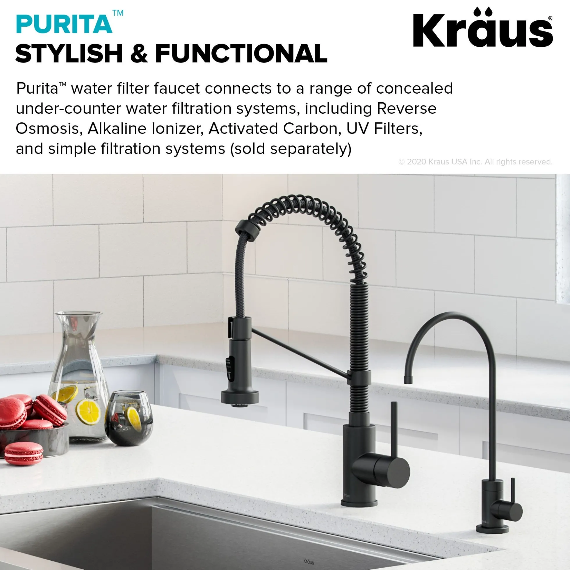 Purita 100% Lead-Free Kitchen Water Filter Faucet in Matte Black