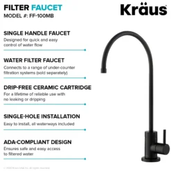 Purita 100% Lead-Free Kitchen Water Filter Faucet in Matte Black