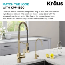 Purita 100% Lead-Free Kitchen Water Filter Faucet in Spot Free Antique Champagne Bronze