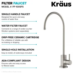 Purita 100% Lead-Free Kitchen Water Filter Faucet in Spot Free Stainless Steel