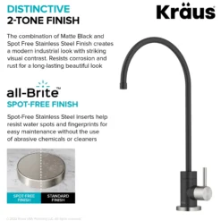 Purita 100% Lead-Free Kitchen Water Filter Faucet in Spot-Free Stainless Steel/Matte Black
