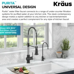 Purita 100% Lead-Free Kitchen Water Filter Faucet in Spot-Free Stainless Steel/Matte Black