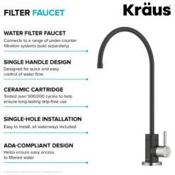 Purita 100% Lead-Free Kitchen Water Filter Faucet in Spot-Free Stainless Steel/Matte Black