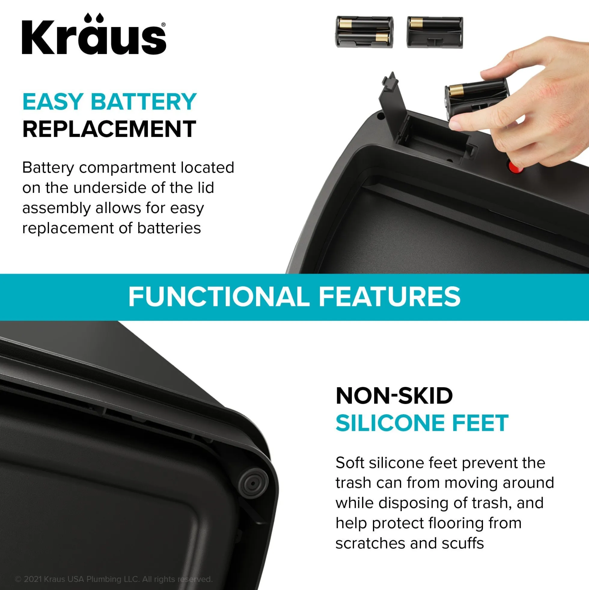 Rectangular 13 Gallon Touchless Motion Sensor Trash Can in Matte Black Finish withSoftShut Lid