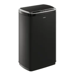 Rectangular 13 Gallon Touchless Motion Sensor Trash Can in Matte Black Finish withSoftShut Lid