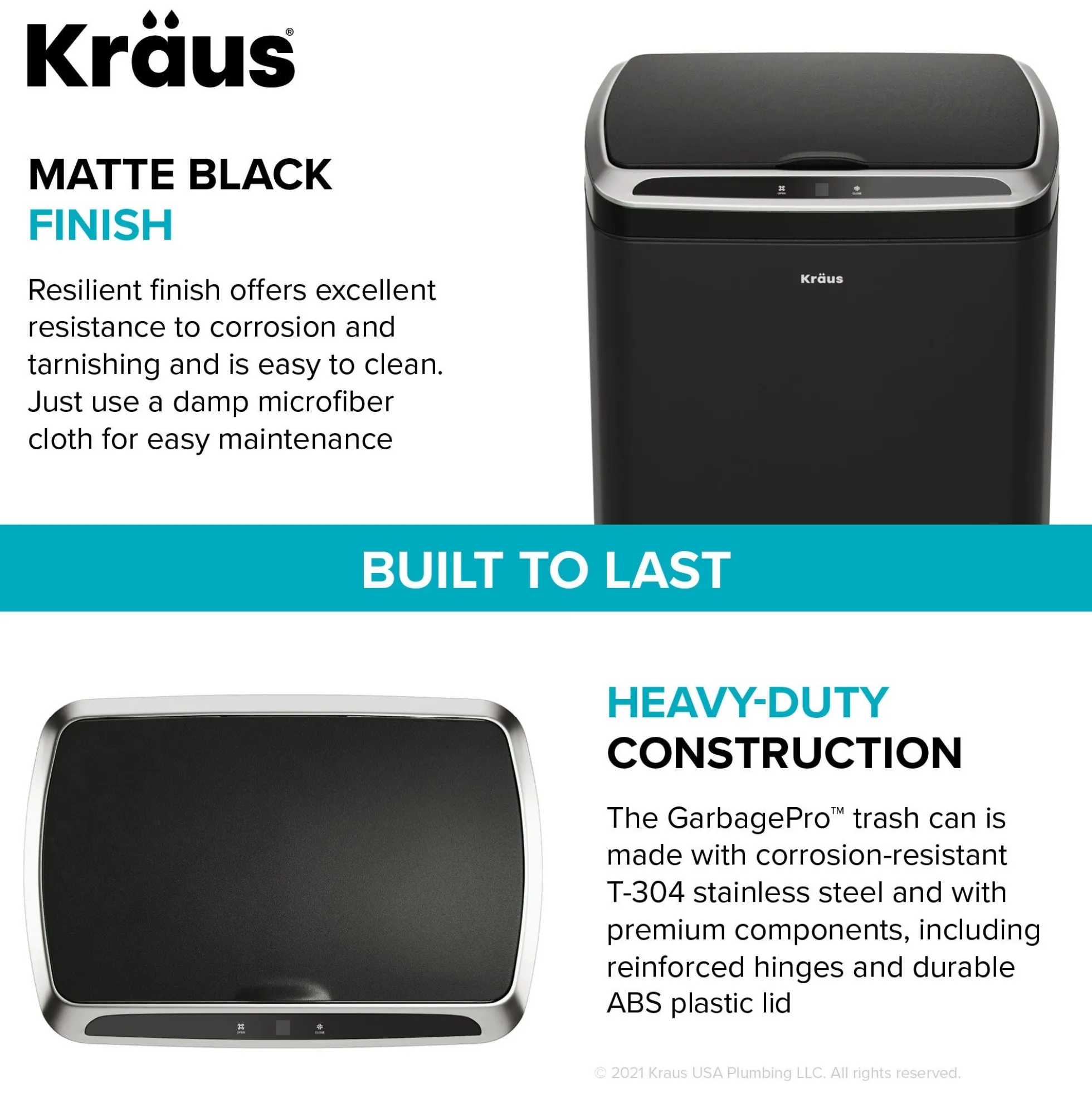 Rectangular 13 Gallon Touchless Motion Sensor Trash Can in Matte Black Finish withSoftShut Lid