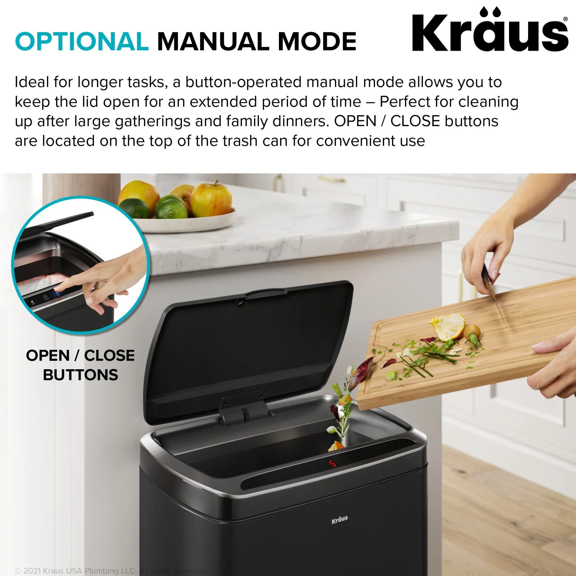 Rectangular 13 Gallon Touchless Motion Sensor Trash Can in Matte Black Finish withSoftShut Lid