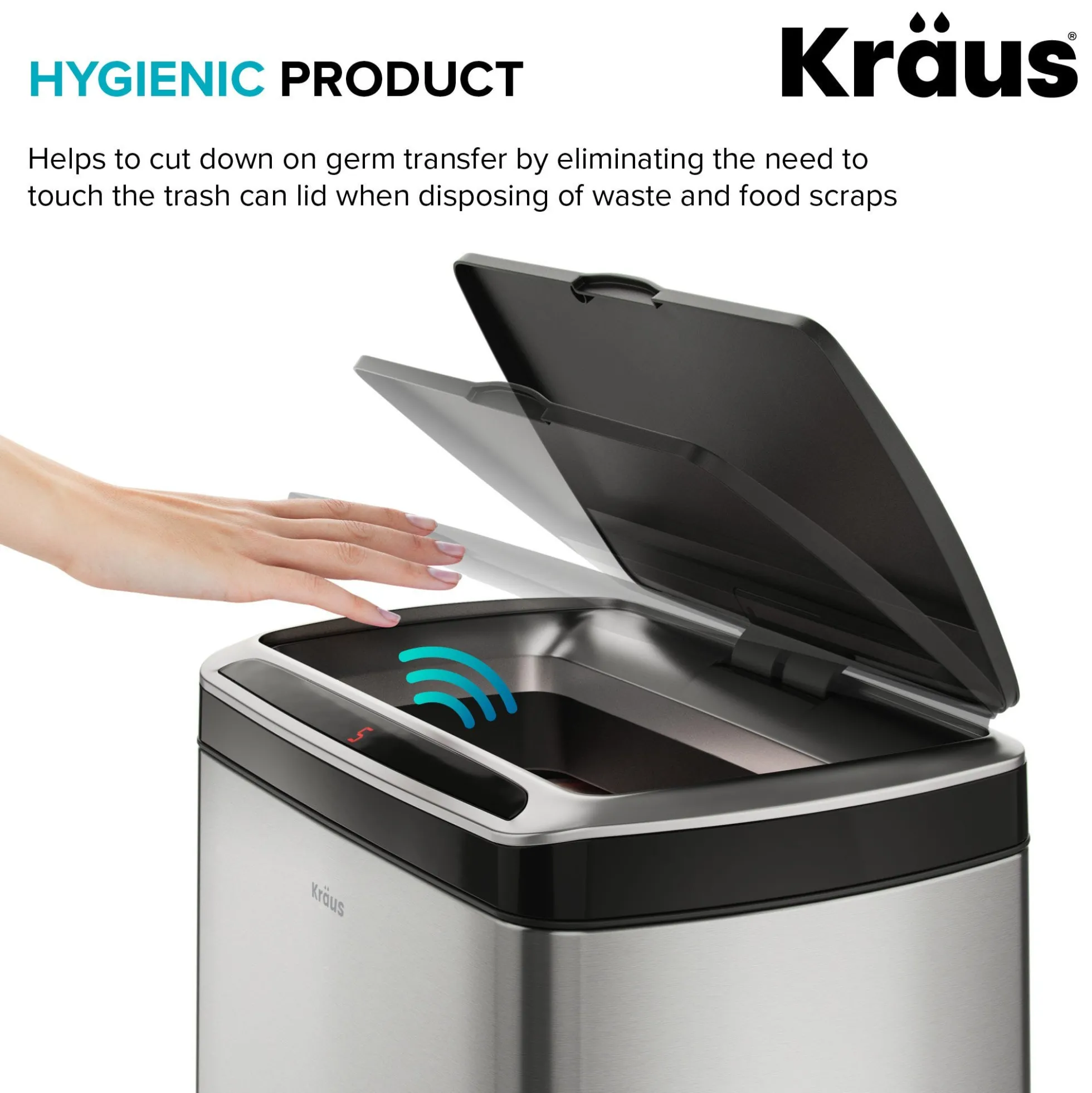 Rectangular 13 Gallon Touchless Motion Sensor Trash Can in Fingerprint Resistant Stainless Steel Finish withSoftShut Lid