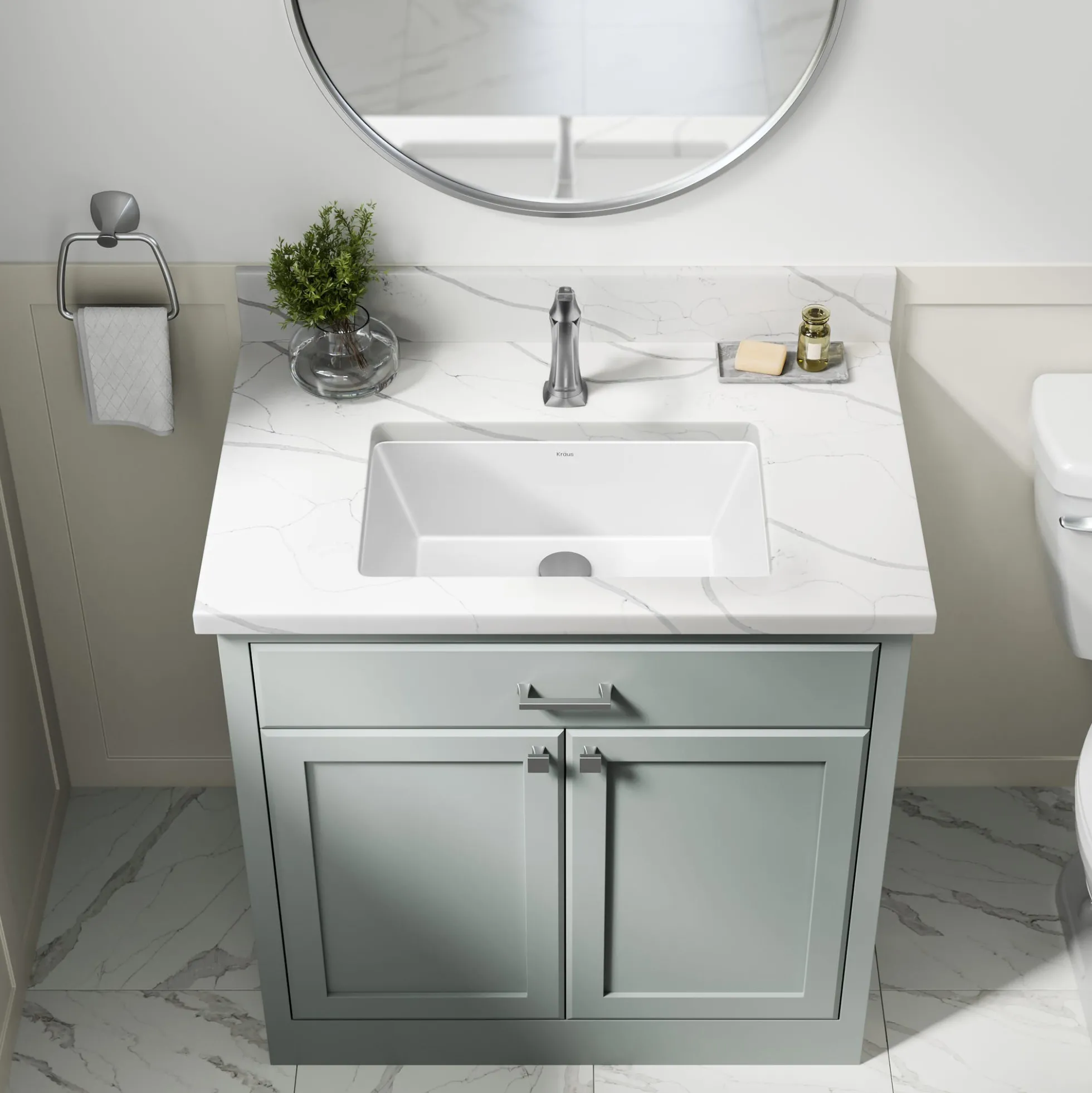 21 1/8" RectangularPorcelain CeramicUndermountBathroom Sinkin Whitewith OverflowDrain