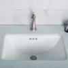 21" RectangularPorcelain CeramicUndermountBathroom Sinkin Whitewith OverflowDrain (2-Pack)