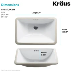 21" RectangularPorcelain CeramicUndermountBathroom Sinkin Whitewith OverflowDrain (2-Pack)