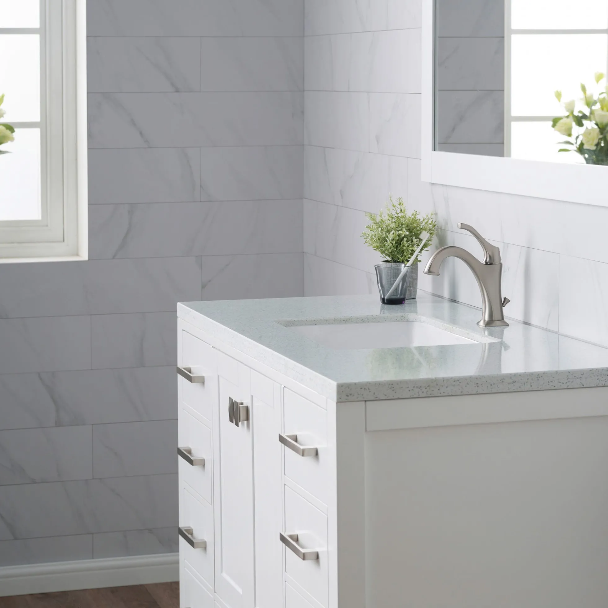 21" RectangularPorcelain CeramicUndermountBathroom Sinkin Whitewith OverflowDrain (2-Pack)
