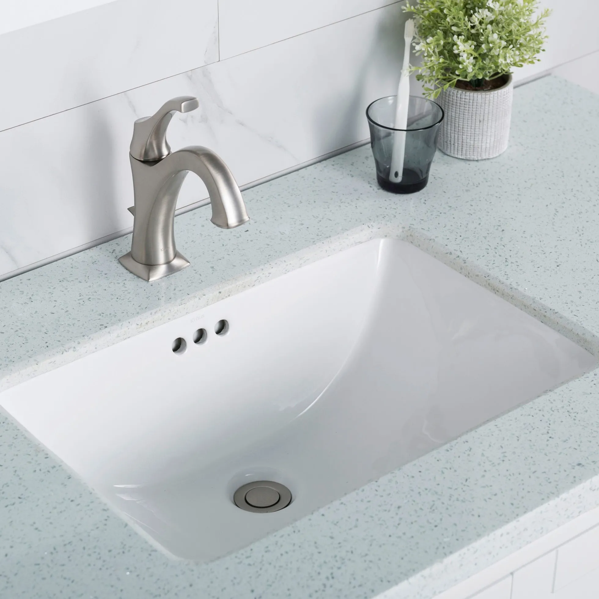 21" RectangularPorcelain CeramicUndermountBathroom Sinkin Whitewith OverflowDrain (2-Pack)
