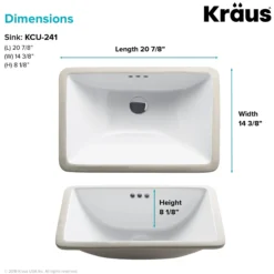 21" RectangularPorcelain CeramicUndermountBathroom Sinkin Whitewith OverflowDrain