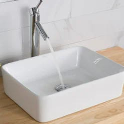 19" Rectangular Vessel Ceramic Bathroom Sink in White