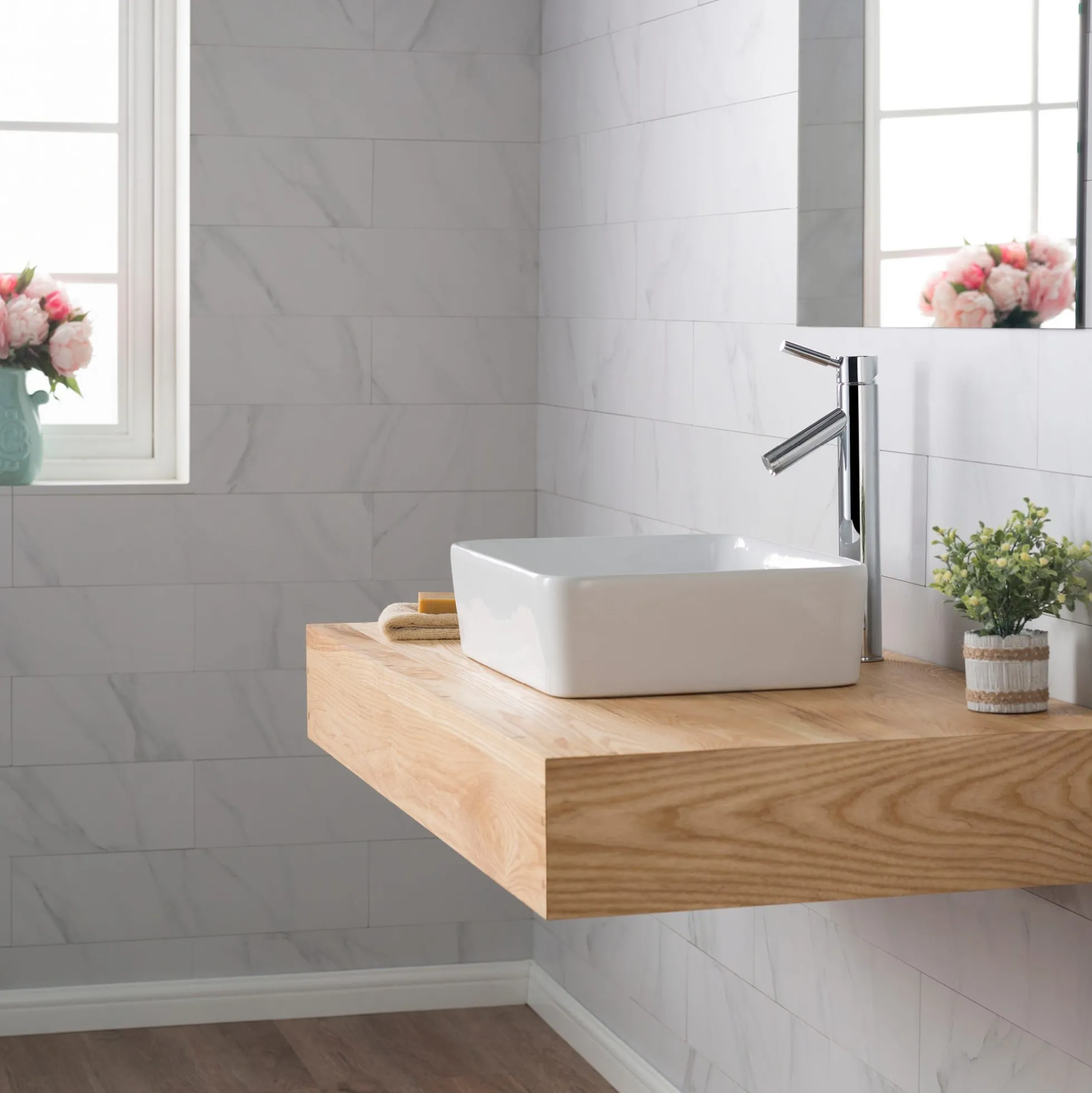 19" Rectangular Vessel Ceramic Bathroom Sink in White