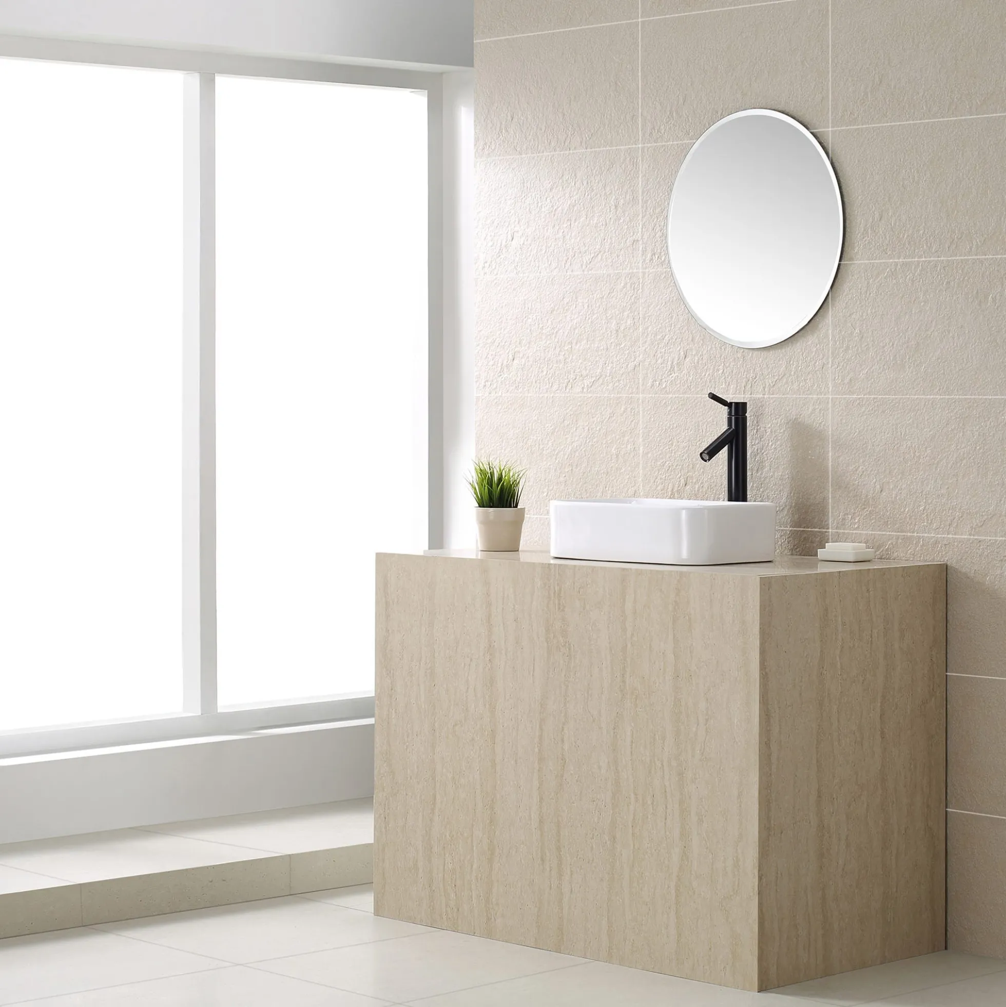 19" Rectangular Vessel Ceramic Bathroom Sink in White with Pop-Up Drain in Oil Rubbed Bronze