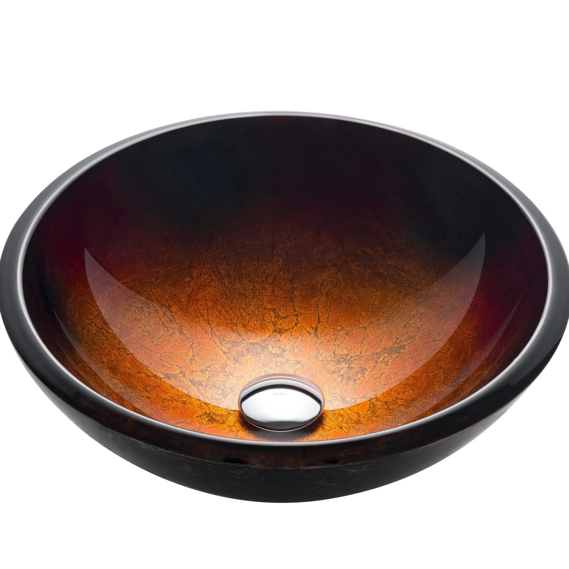 Red/Black/Gold Glass Vessel 17" Bathroom Sink
