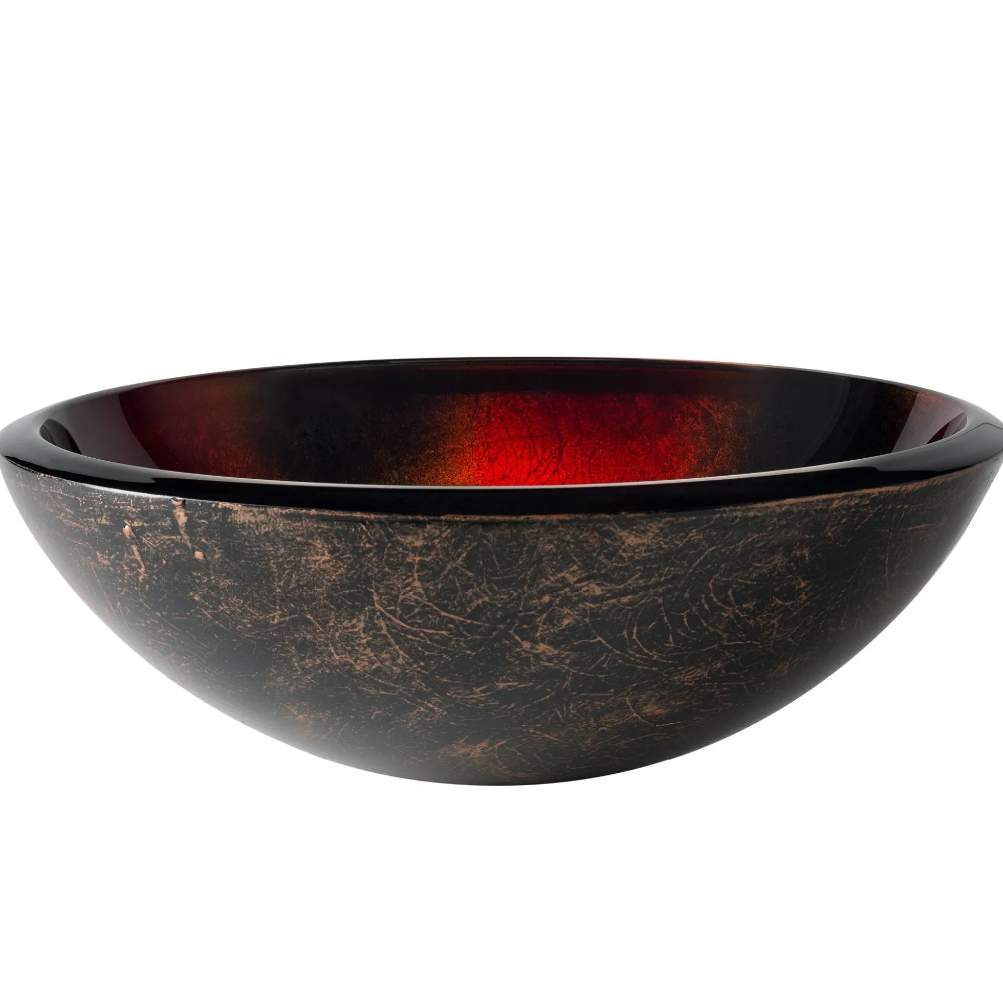 Red/Black/Gold Glass Vessel 17" Bathroom Sink