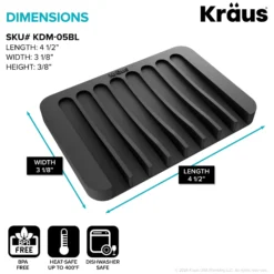 Roll-Up Dish Drying Rack with Self-Draining Silicone Dish Drying Mat and Silicone Soap Dish / Sponge Holder in Black