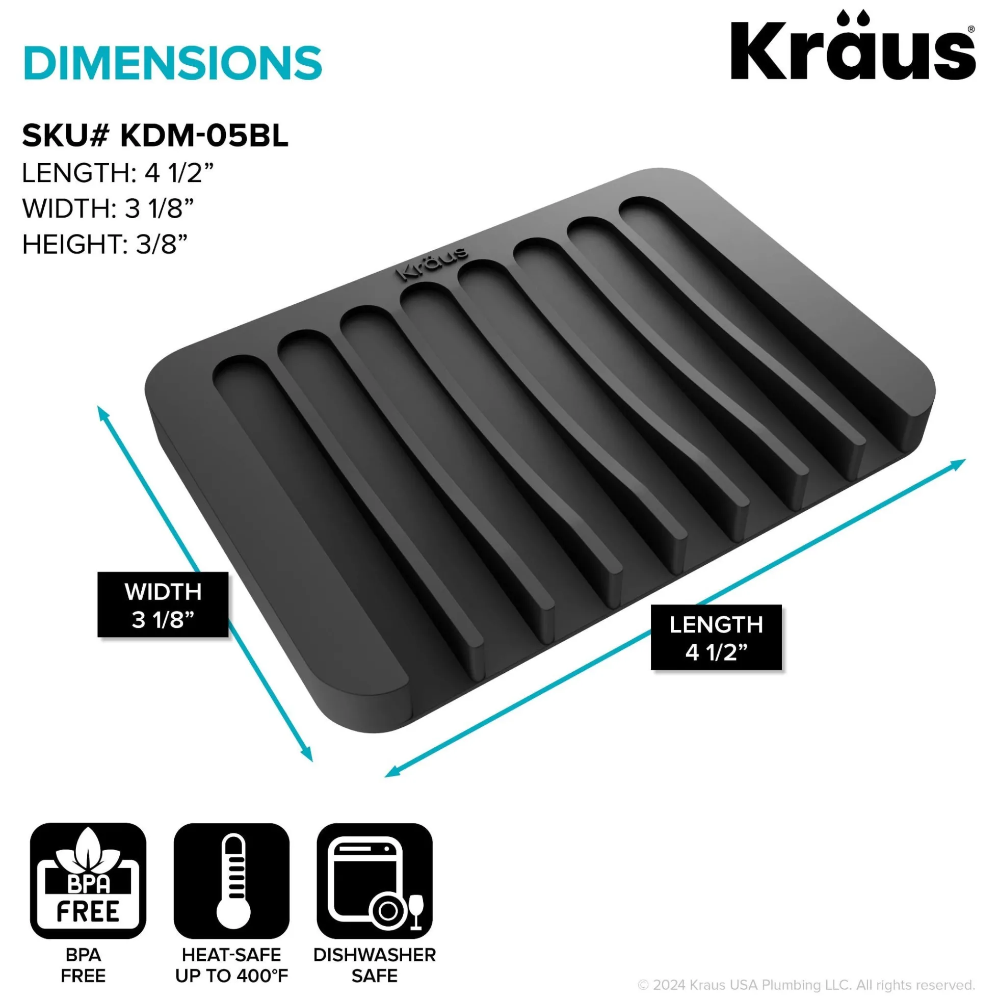 Roll-Up Dish Drying Rack with Self-Draining Silicone Dish Drying Mat and Silicone Soap Dish / Sponge Holder in Black