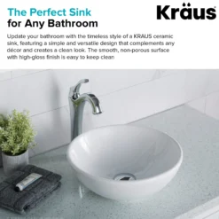 14" Round Vessel Ceramic Bathroom Sink in White