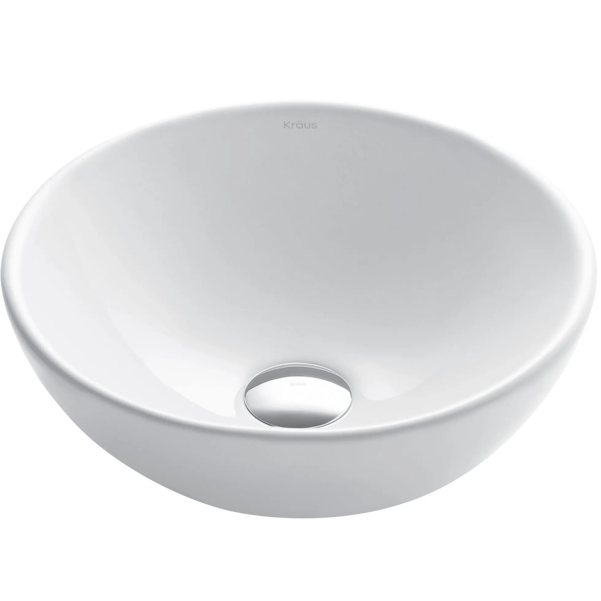 14" Round Vessel Ceramic Bathroom Sink in White