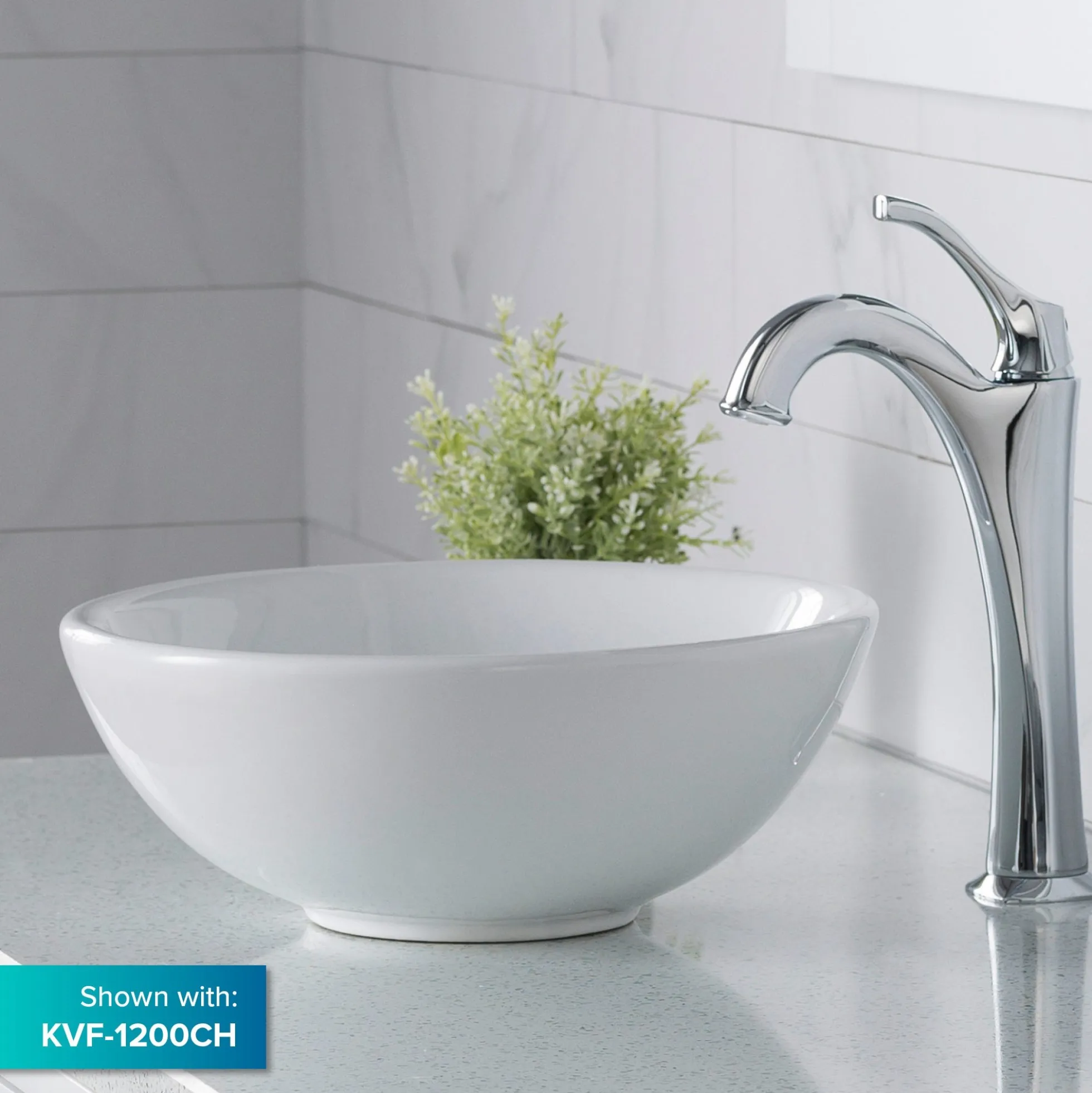 14" Round Vessel Ceramic Bathroom Sink in White