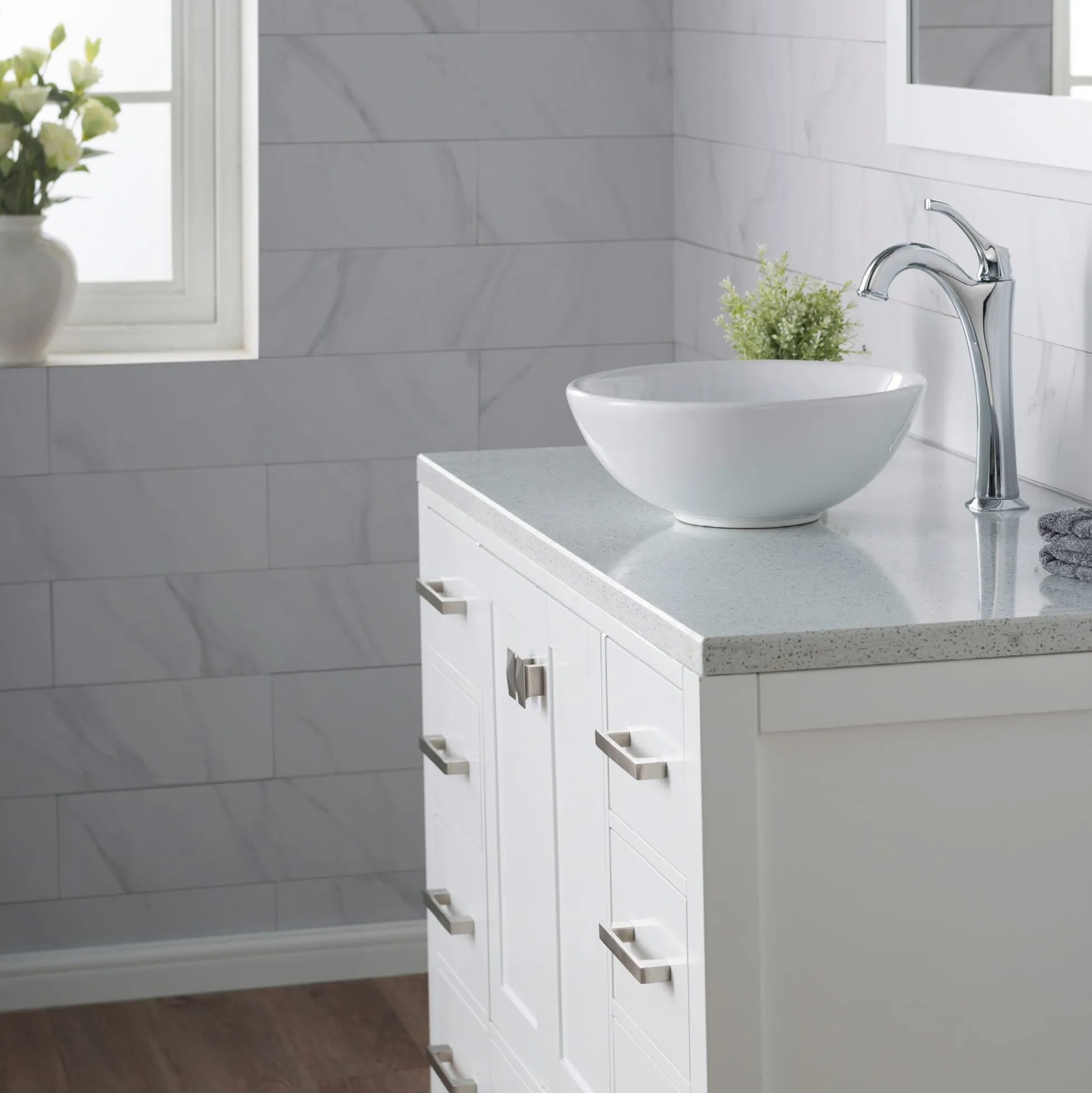 14" Round Vessel Ceramic Bathroom Sink in White