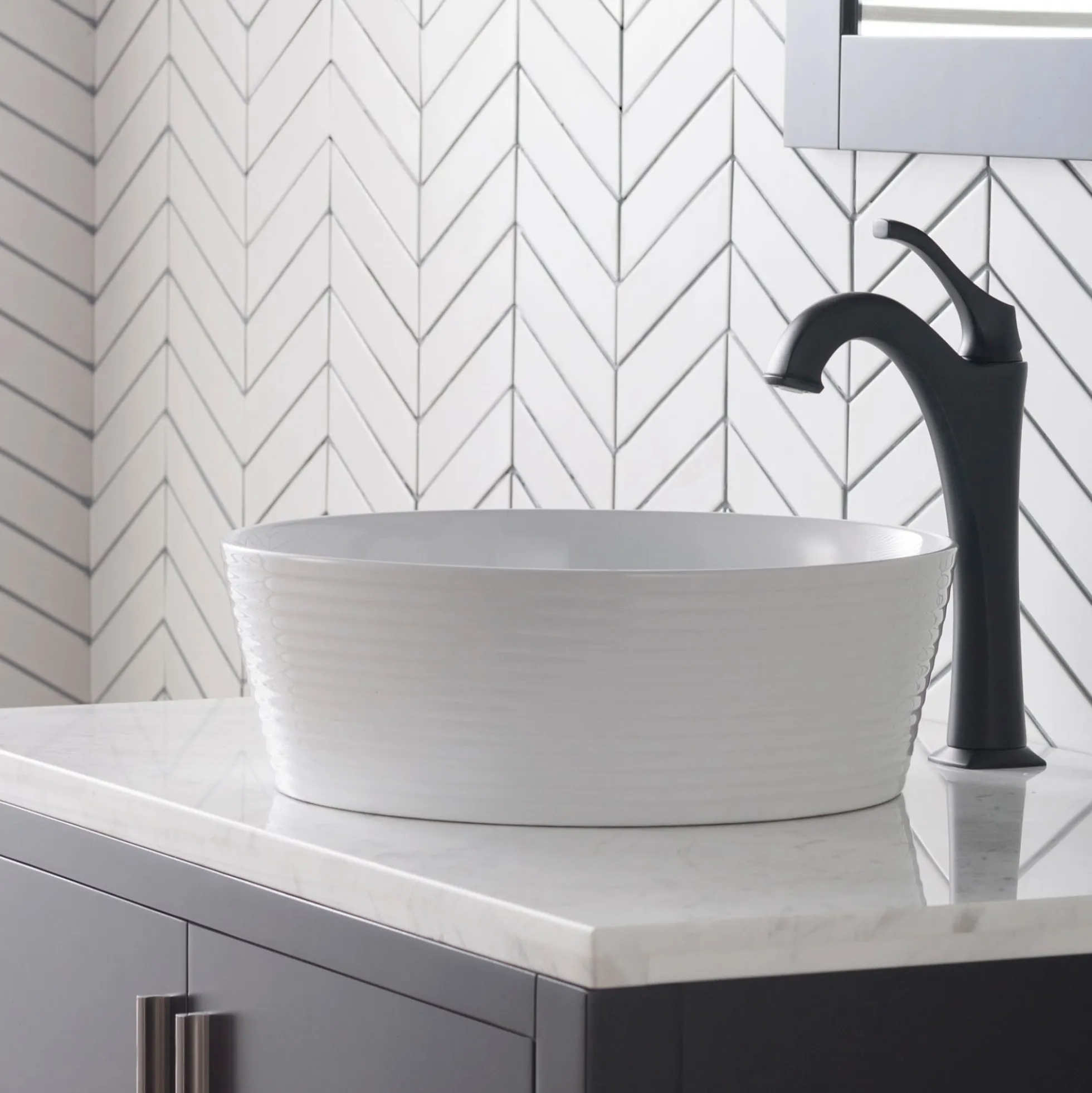 15 3/4" Round Vessel Ceramic Bathroom Sink in White
