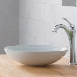 16 1/2" Round Vessel Ceramic Bathroom Sink in White